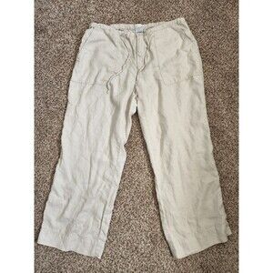 OLD NAVY Womens Pants Size 12 100% Linen Wide Leg Coastal